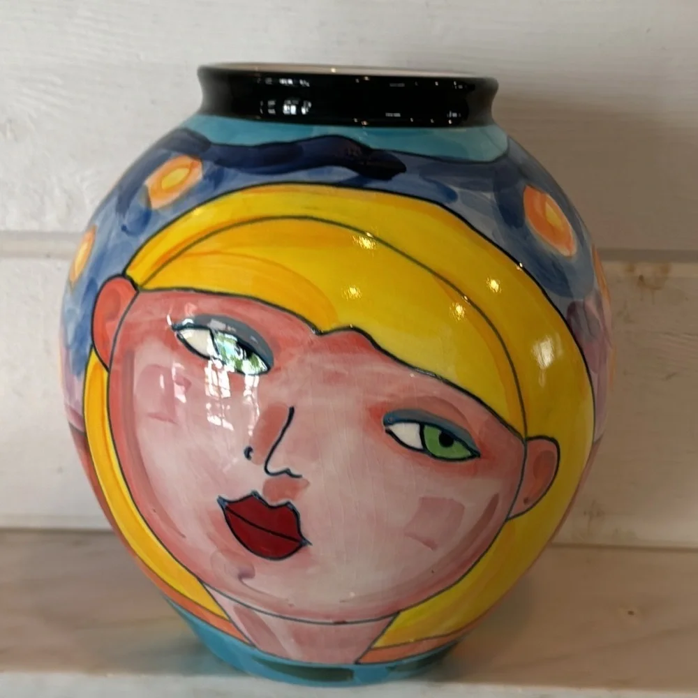 Denise Ford By Ganz Bella Casa Ladies Faces Ceramic Vase NWT
